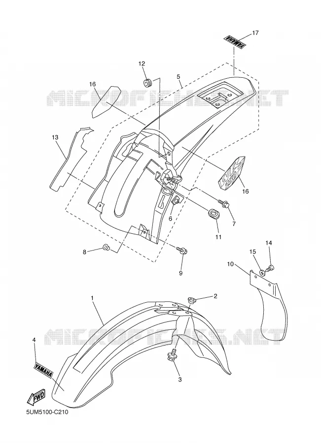 GARDE BOUE Yamaha MOTO 250 2004 WRF  WR250F