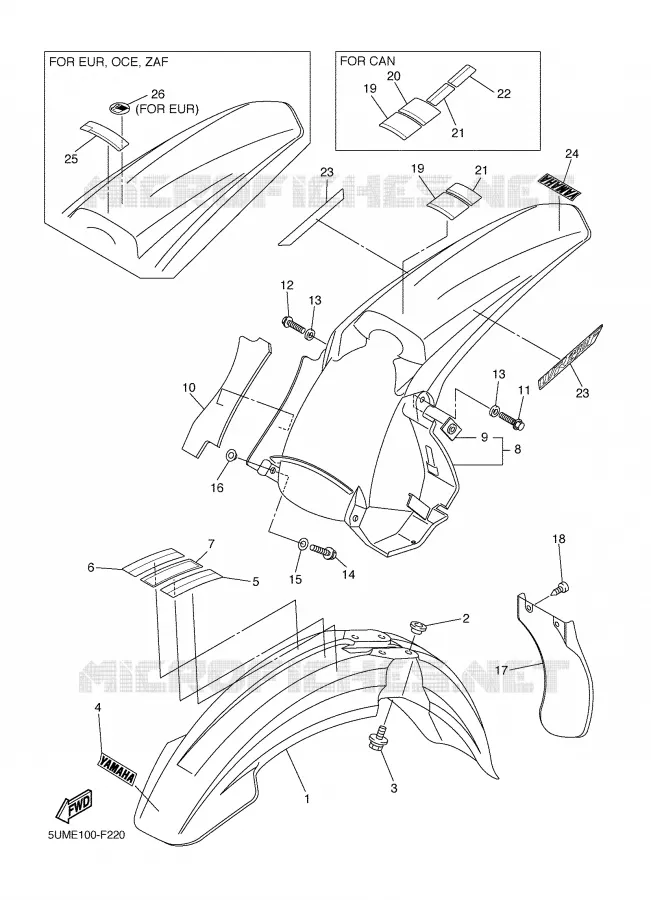 GARDE BOUE Yamaha MOTO 250 2007 WRF  WR250F