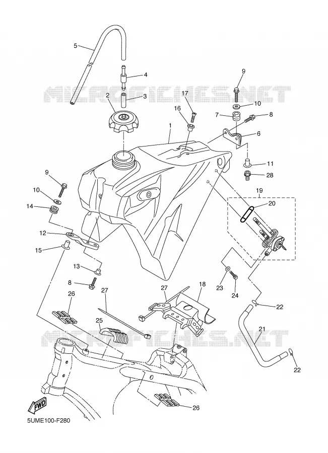 RESERVOIR A ESSENCE Yamaha MOTO 250 2008 WRF  WR250F