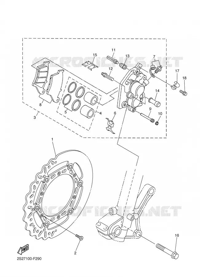 ETRIER DE FREIN AVANT Yamaha MOTO 250 2008 WRF  WR250F