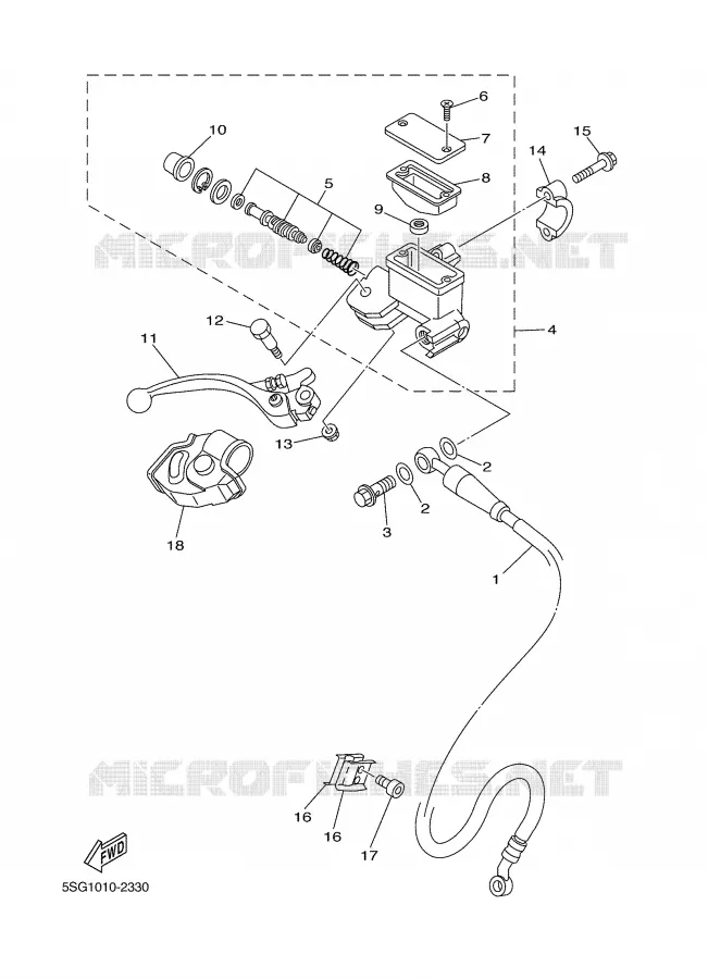 MAITRE CYLINDRE AVANT Yamaha MOTO 250 2003 WRF  WR250FR