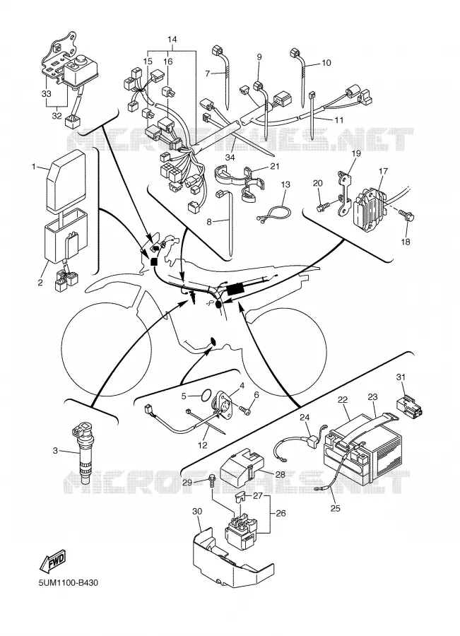 PARTIE ELECTRIQUE 1 Yamaha MOTO 250 2003 WRF  WR250FR