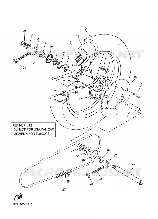 ROUE ARRIERE Yamaha MOTO 250 2003 WRF  WR250FR