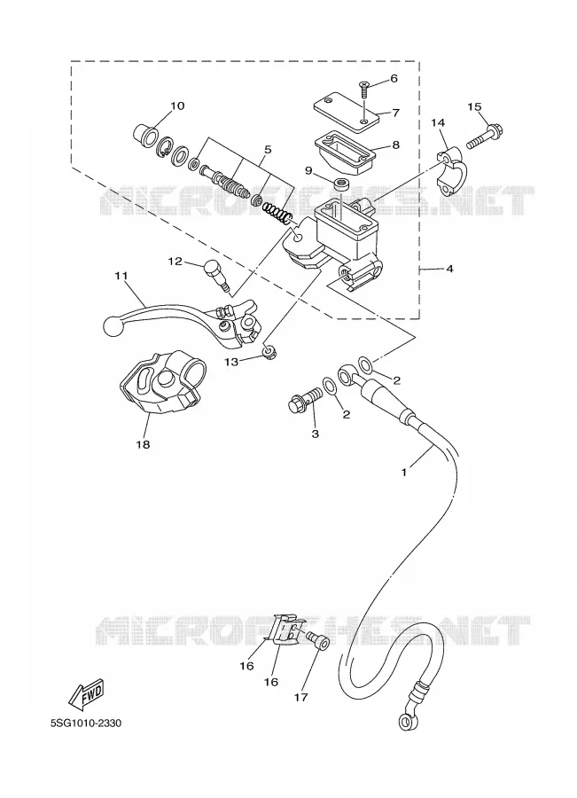 MAITRE CYLINDRE AVANT Yamaha MOTO 250 2003 WRF  WR250FR