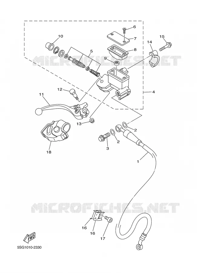 MAITRE CYLINDRE AVANT Yamaha MOTO 250 2003 WRF  WR250FR