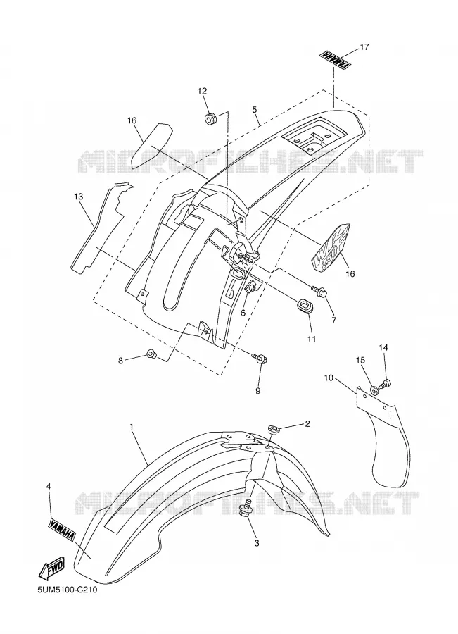 GARDE BOUE Yamaha MOTO 250 2004 WRF  WR250FS