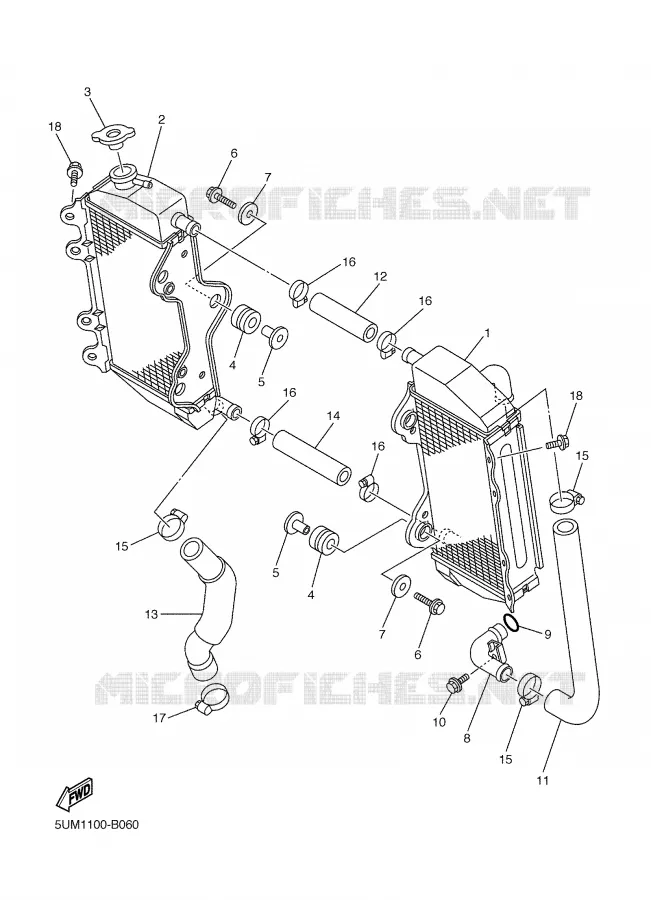 RADIATEUR / DURITES Yamaha MOTO 250 2004 WRF  WR250FS