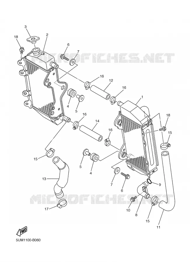 RADIATEUR / DURITES Yamaha MOTO 250 2004 WRF  WR250FS