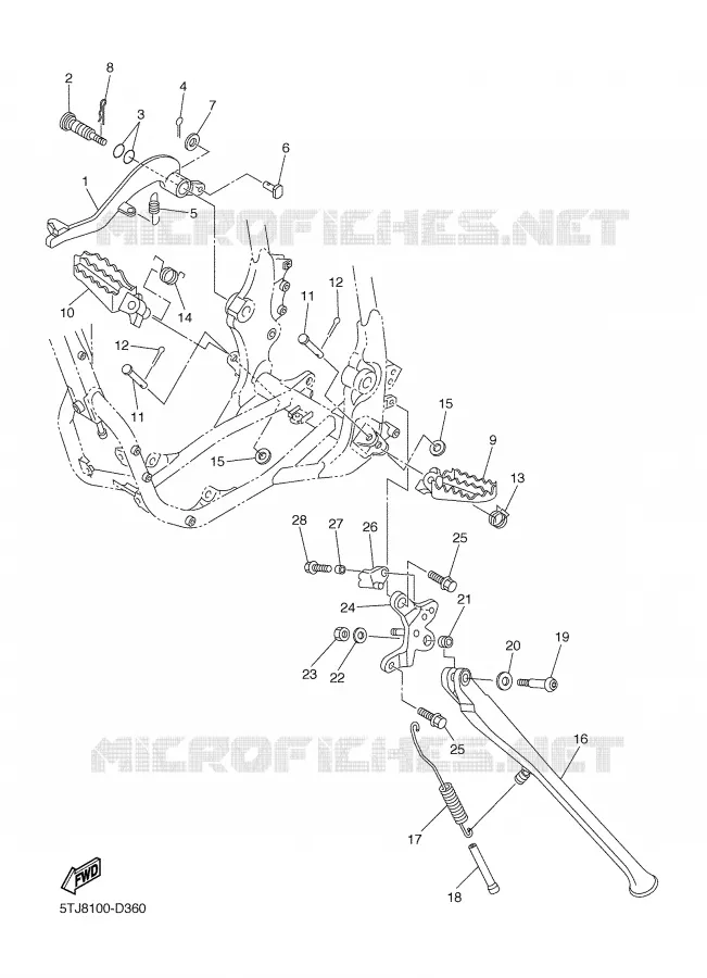 BEQUILLE / REPOSE PIEDS Yamaha MOTO 250 2005 WRF  WR250FT