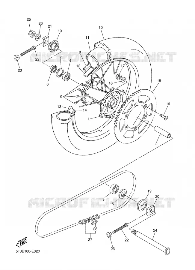 ROUE ARRIERE Yamaha MOTO 250 2006 WRF  WR250FV