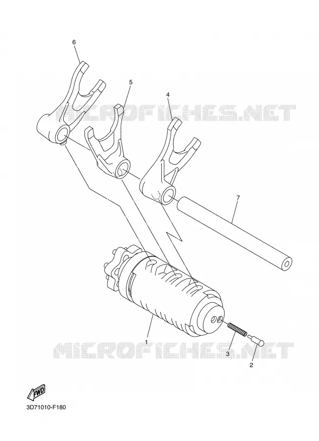 BARILLET DE SELECTION / FOURCHETTE Yamaha MOTO 250 2008 WR-R  WR250R