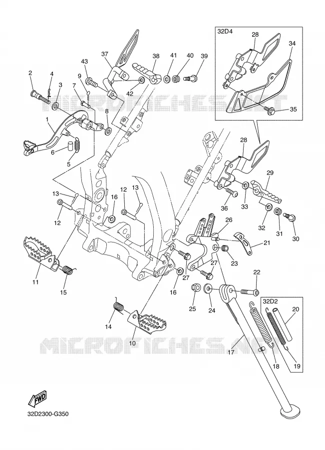 BEQUILLE / REPOSE PIEDS Yamaha MOTO 250 2008 WRX  WR250XX
