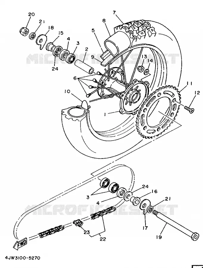 ROUE ARRIERE Yamaha MOTO 250 1995 WRZ  WR250Z