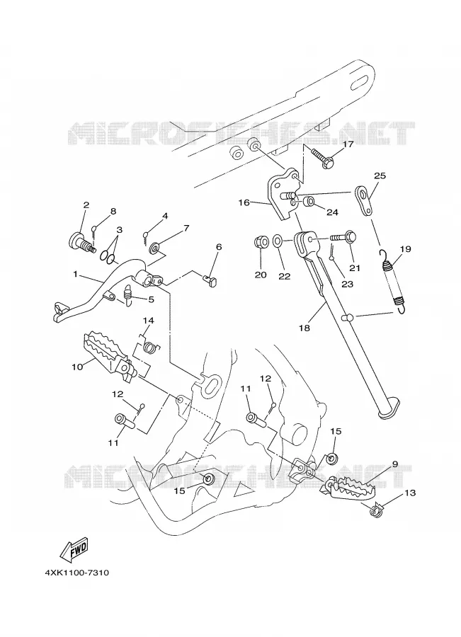 SUPPORT / REPOSE PIEDS Yamaha MOTO 250 1998 WRZ  WR250Z'98