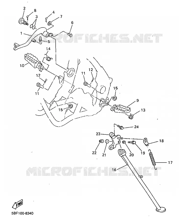 SUPPORT / REPOSE PIEDS Yamaha MOTO 400 1998 WRF  WR400F