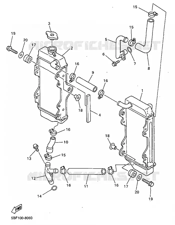 RADIATEUR / DURITES Yamaha MOTO 400 1998 WRF  WR400F