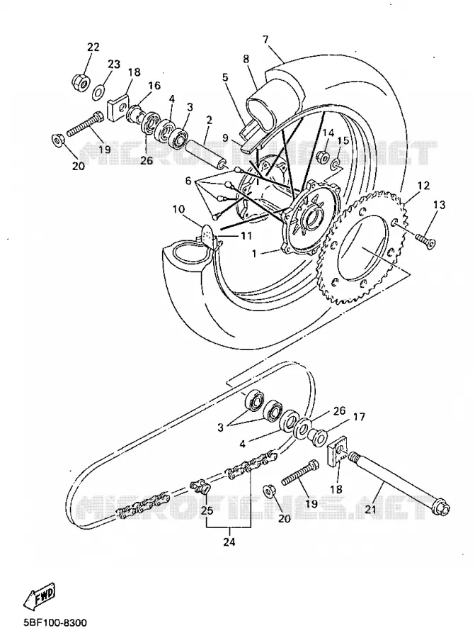 ROUE ARRIERE Yamaha MOTO 400 1998 WRF  WR400F