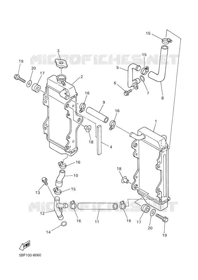 RADIATEUR / DURITES Yamaha MOTO 400 1999 WRF  WR400F