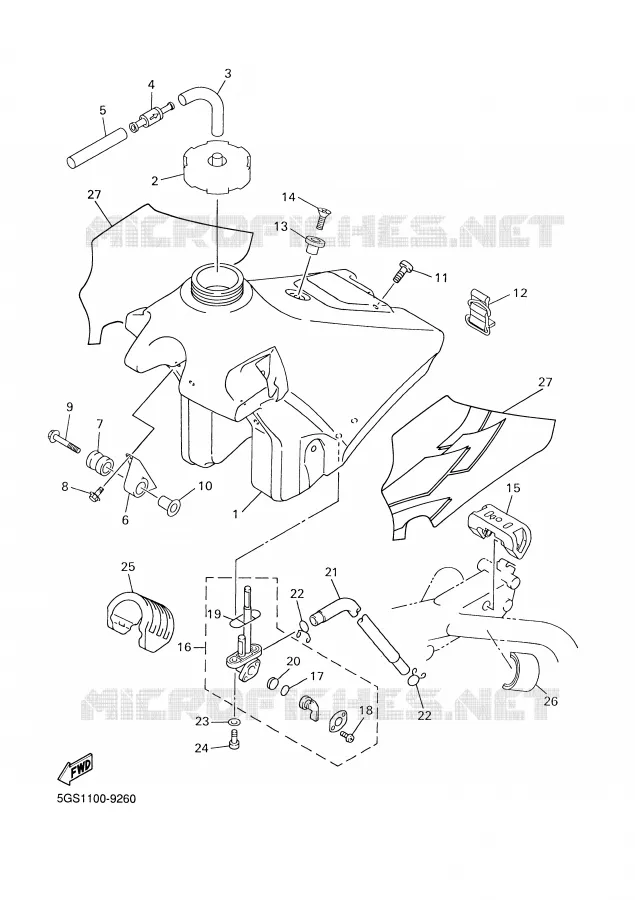 RESERVOIR A ESSENCE Yamaha MOTO 400 1999 WRF  WR400F