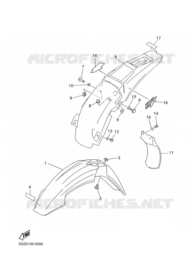 GARDE BOUE Yamaha MOTO 400 2000 WRF  WR400F