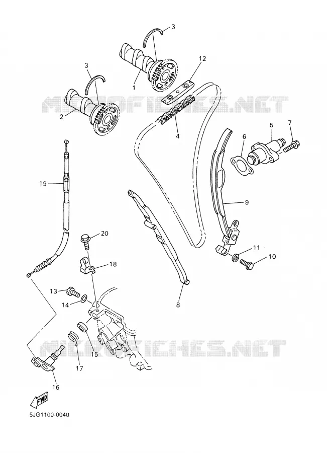 ARBRE A CAMES / CHAINE DE DISTRIBUTION Yamaha MOTO 400 2000 WRF  WR400F