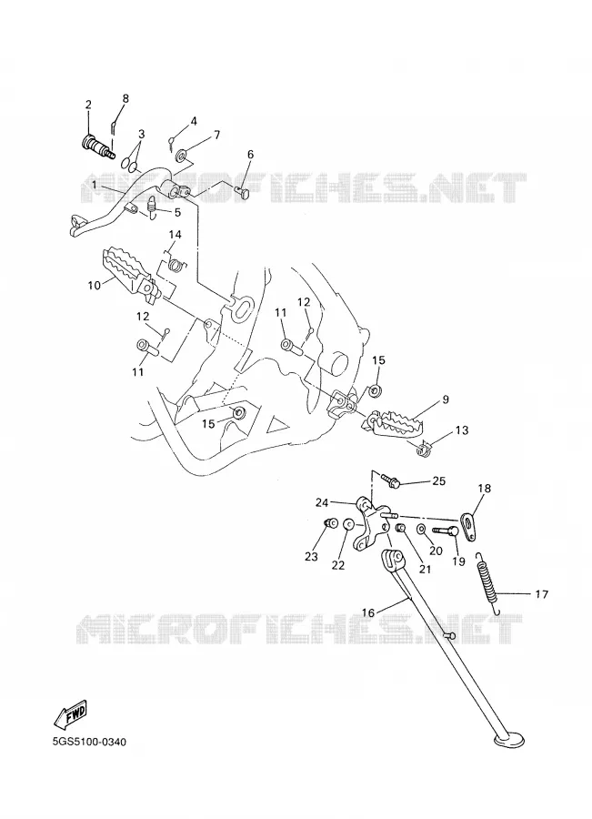 SUPPORT / REPOSE PIEDS Yamaha MOTO 400 2000 WRF  WR400F