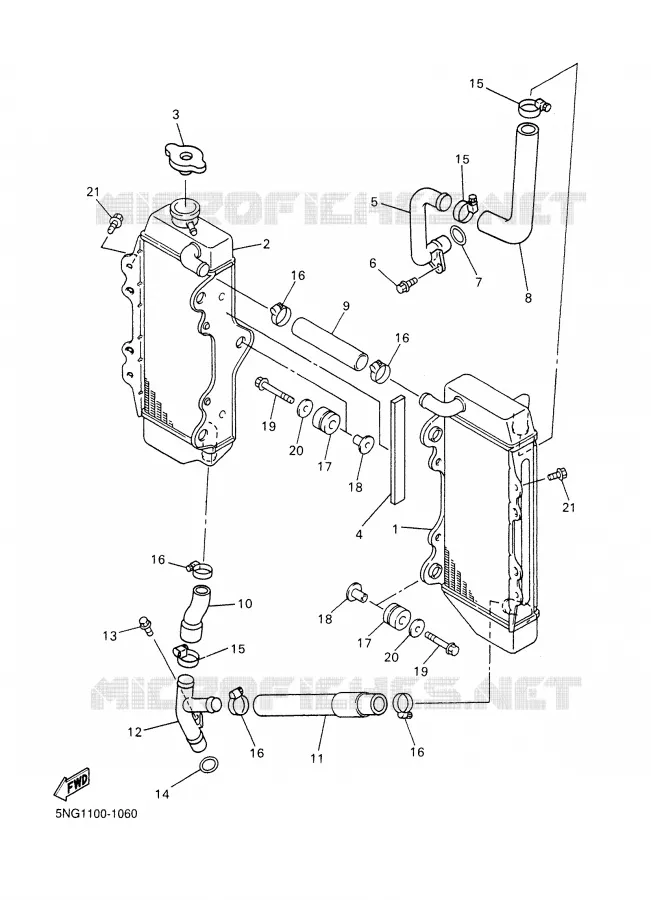 RADIATEUR / DURITES Yamaha MOTO 400 2001 WRF  WR400F