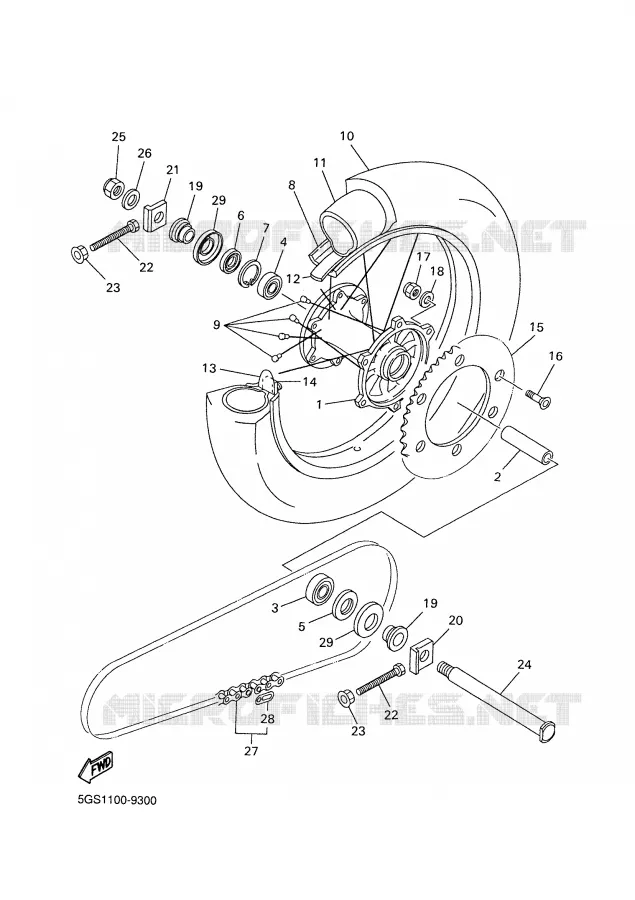 ROUE ARRIERE Yamaha MOTO 400 2002 WRF  WR400F
