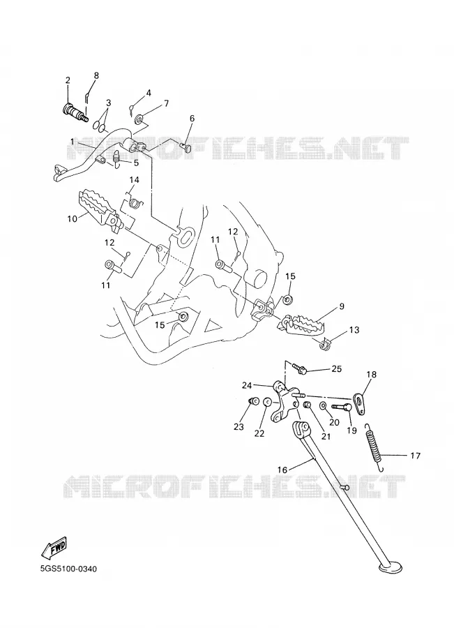 SUPPORT / REPOSE PIEDS Yamaha MOTO 400 2002 WRF  WR400F