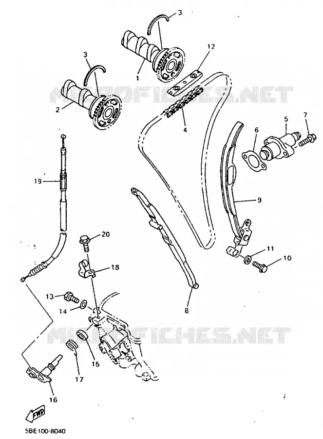 ARBRE A CAMES / CHAINE DE DISTRIBUTION Yamaha MOTO 400 1998 WRF  WR400FK
