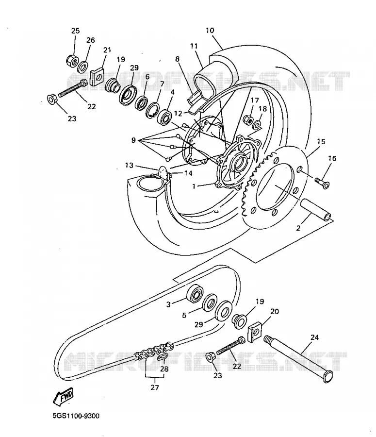 ROUE ARRIERE Yamaha MOTO 400 1999 WRF  WR400FL