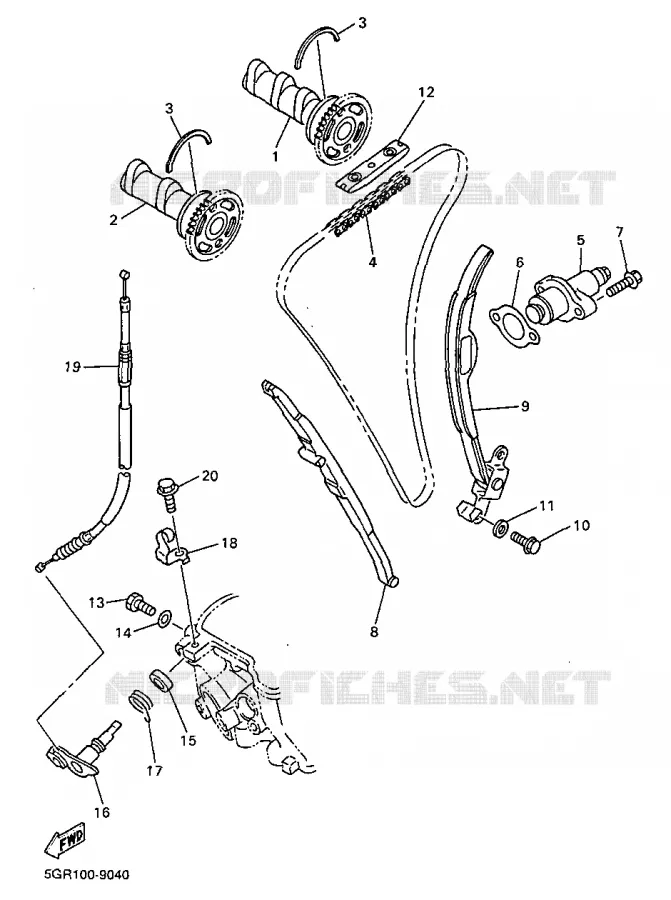 ARBRE A CAMES / CHAINE DE DISTRIBUTION Yamaha MOTO 400 1999 WRF  WR400FL