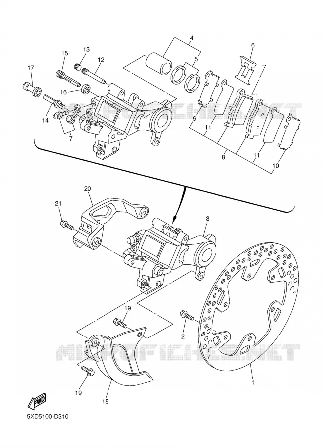 ETRIER DE FREIN ARRIERE Yamaha MOTO 450 2005 WRF  WR450F