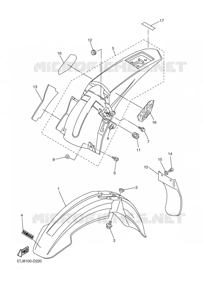 GARDE BOUE Yamaha MOTO 450 2005 WRF  WR450F