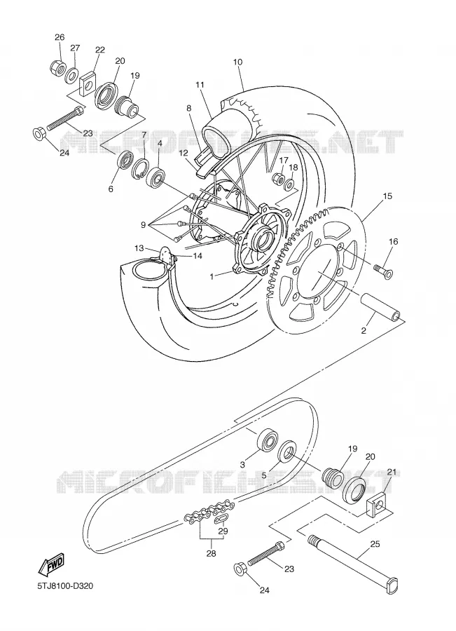 ROUE ARRIERE Yamaha MOTO 450 2005 WRF  WR450F