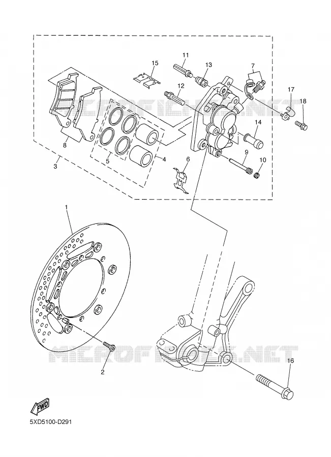 ETRIER DE FREIN AVANT Yamaha MOTO 450 2006 WRF  WR450F