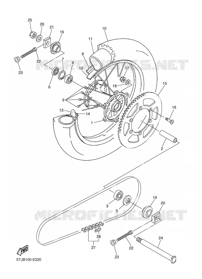 ROUE ARRIERE Yamaha MOTO 450 2006 WRF  WR450F