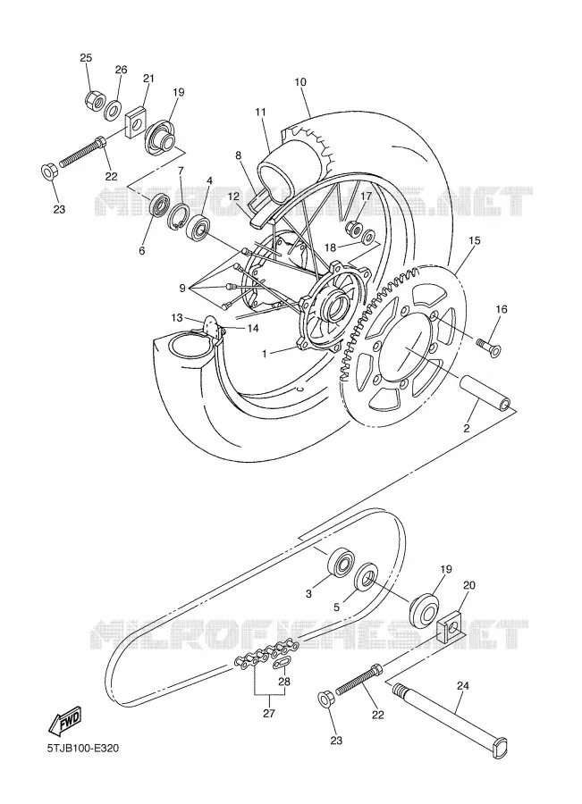 ROUE ARRIERE Yamaha MOTO 450 2007 WRF  WR450F
