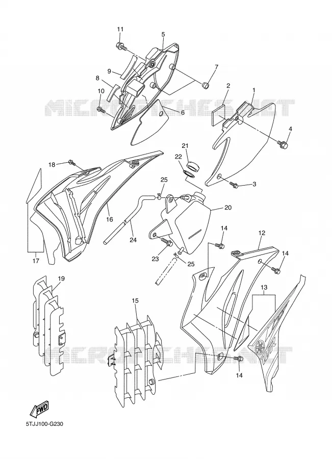 COUVERCLE LATERAL Yamaha MOTO 450 2008 WRF  WR450F