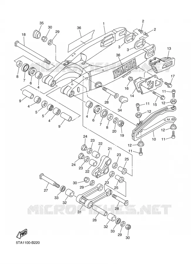 BRAS ARRIERE Yamaha MOTO 450 2003 WRF  WR450FR