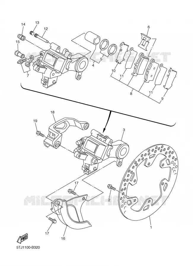 ETRIER DE FREIN ARRIERE Yamaha MOTO 450 2003 WRF  WR450FR