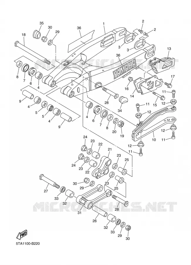 BRAS ARRIERE Yamaha MOTO 450 2003 WRF  WR450FR