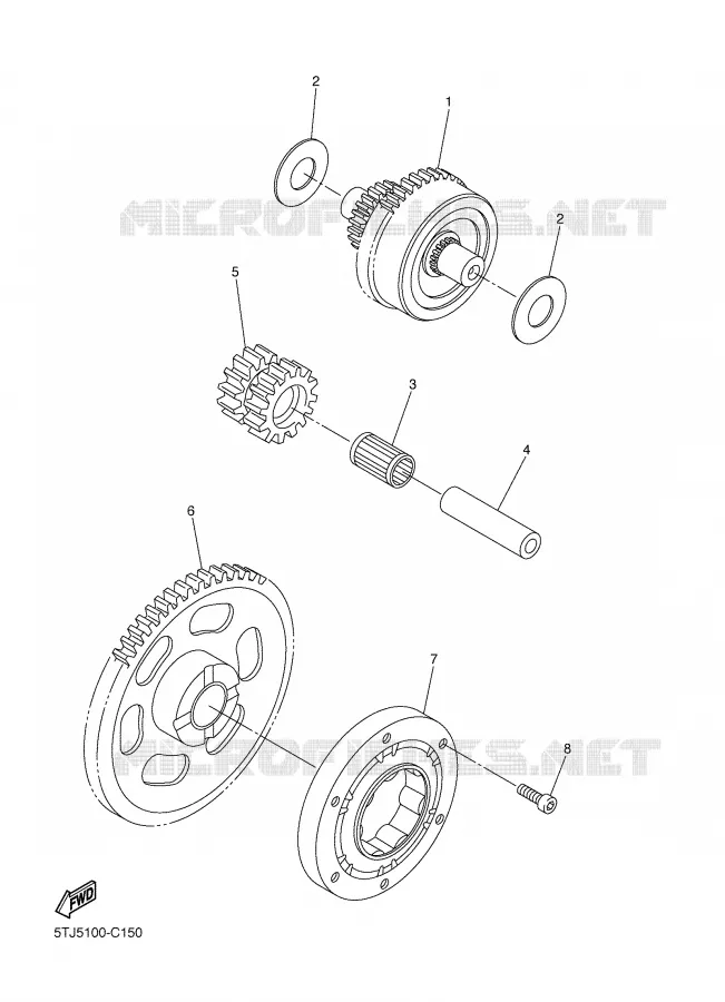 EMBRAYAGE DE DEMARREUR Yamaha MOTO 450 2004 WRF  WR450FS