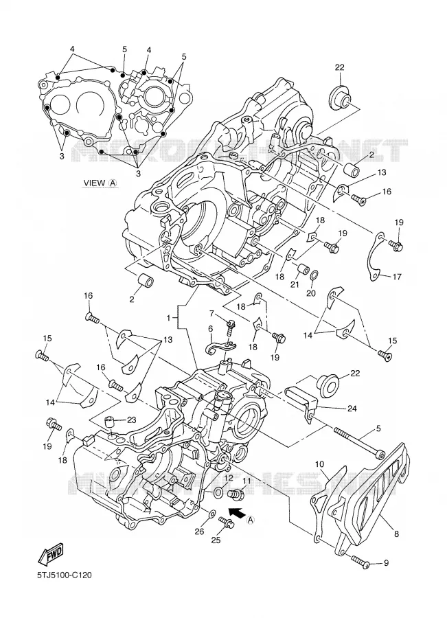 CARTER MOTEUR Yamaha MOTO 450 2004 WRF  WR450FS