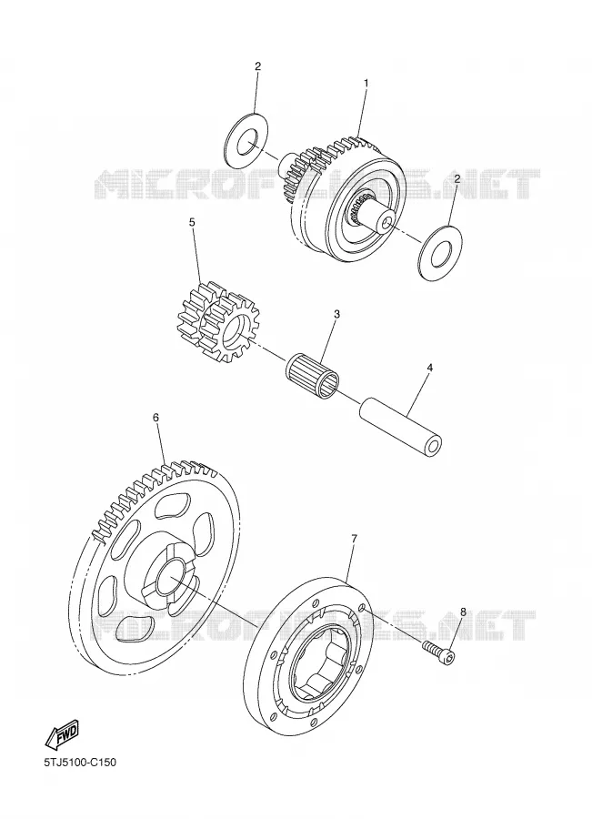 EMBRAYAGE DE DEMARREUR Yamaha MOTO 450 2004 WRF  WR450FS