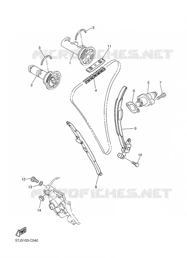 ARBRE A CAMES / CHAINE DE DISTRIBUTION Yamaha MOTO 450 2004 WRF  WR450FS