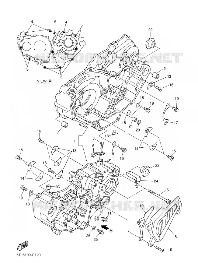 CARTER MOTEUR Yamaha MOTO 450 2004 WRF  WR450FS