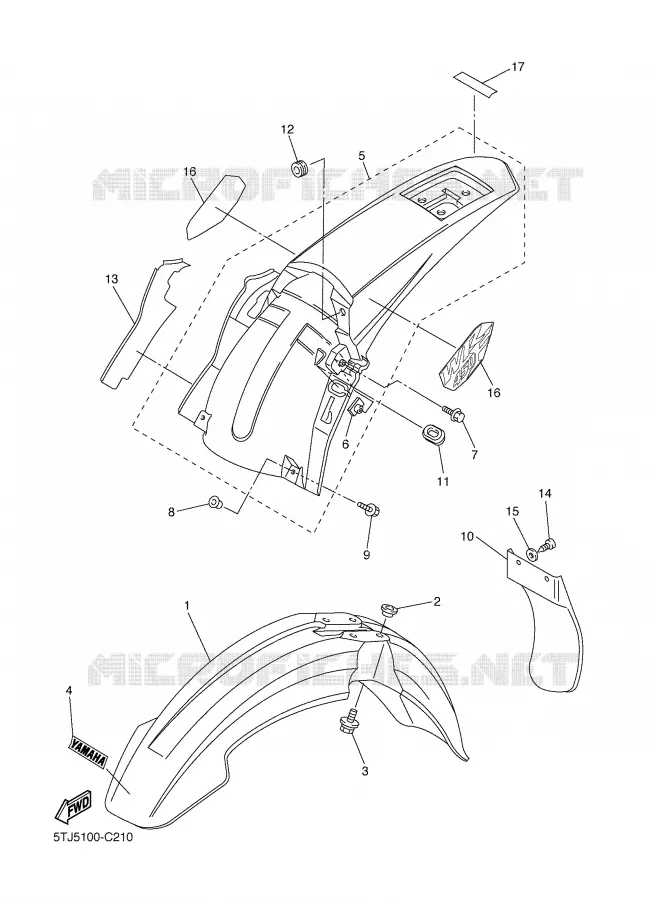 GARDE BOUE Yamaha MOTO 450 2004 WRF  WR450FS