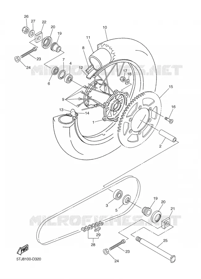 ROUE ARRIERE Yamaha MOTO 450 2005 WRF  WR450FT