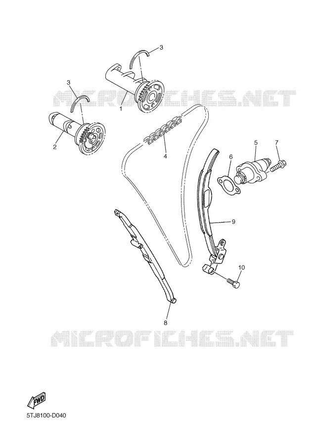 ARBRE A CAMES / CHAINE DE DISTRIBUTION Yamaha MOTO 450 2005 WRF  WR450FT